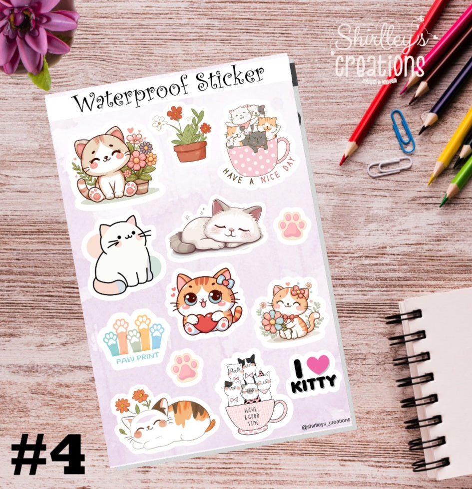 Waterproof sticker Cats / Stickers / Water Bottle Stickers / Laptop Sticker