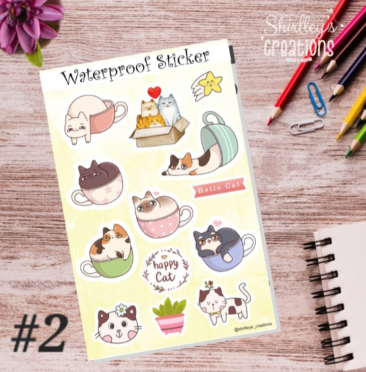 Waterproof sticker Cats / Stickers / Water Bottle Stickers / Laptop Sticker