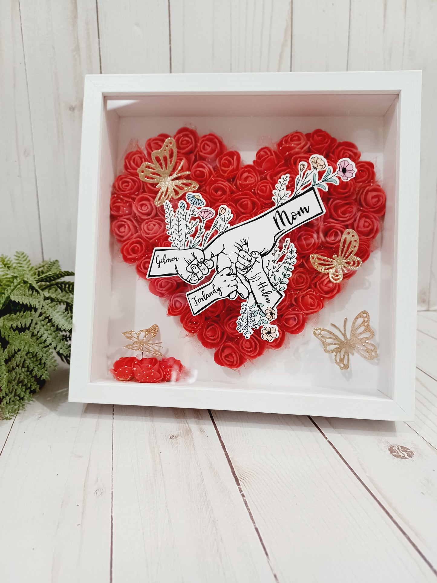 Shadow Box / Personalized mom flower shadow box
