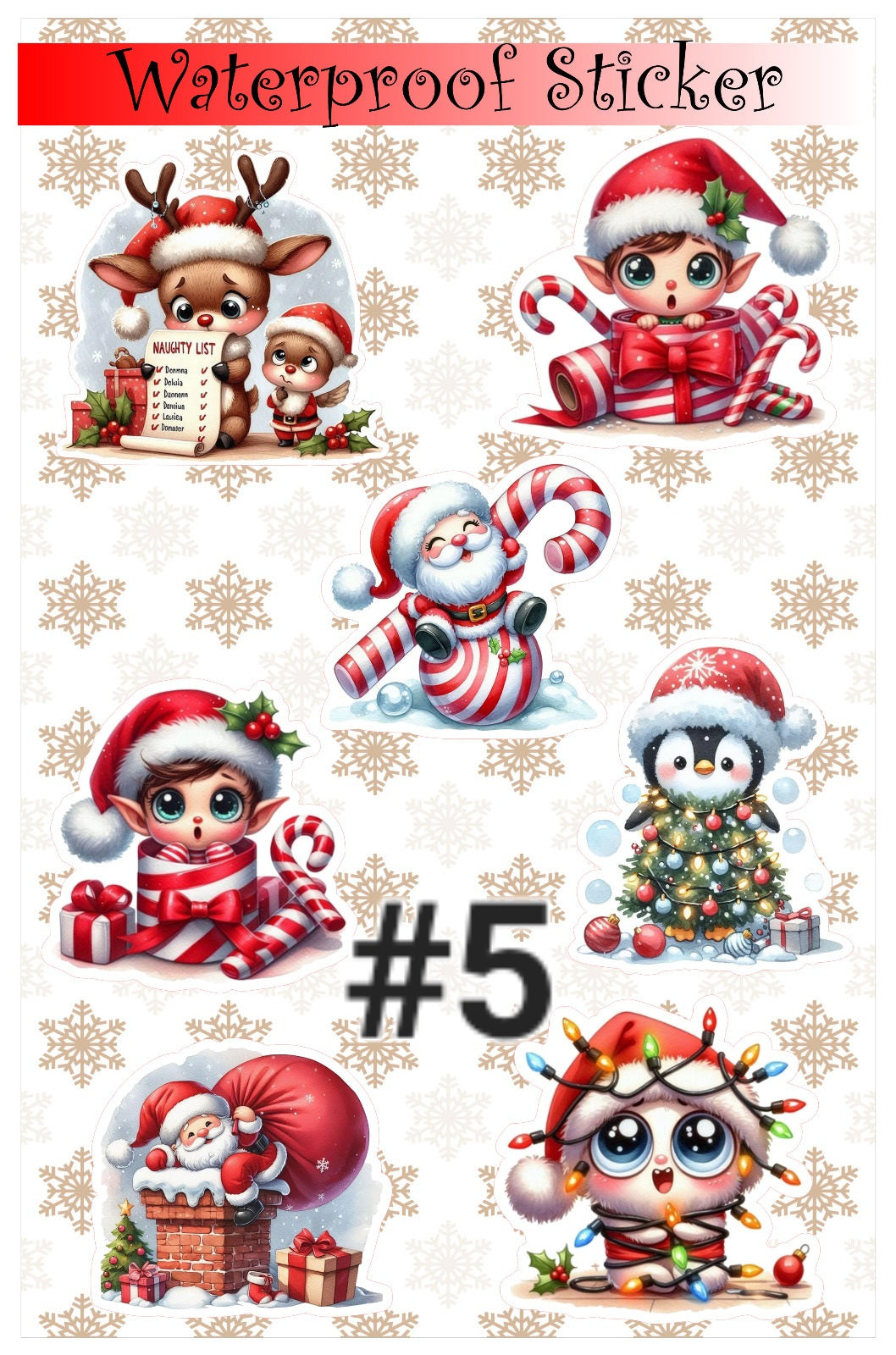 Christmas Waterproof sticker / Vinyl Stickers / Water Bottle Stickers / Laptop Sticker