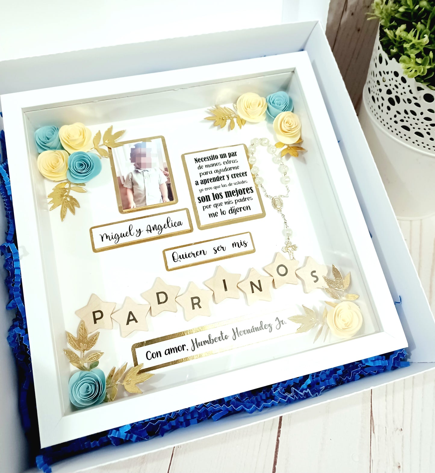 Godparent proposal shadow box/ Shadow box / invitation / invitacion bautizo