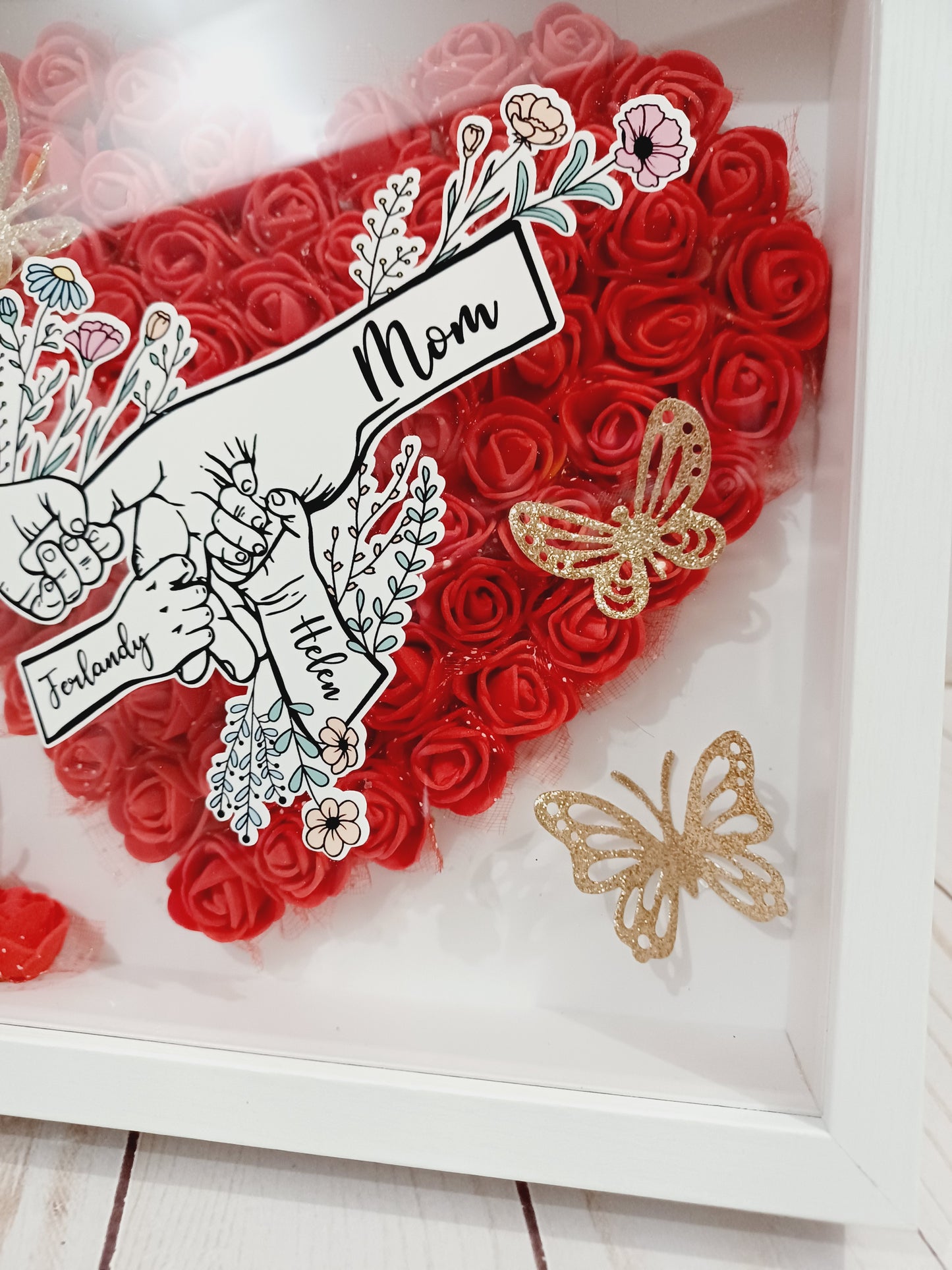 Shadow Box / Personalized mom flower shadow box
