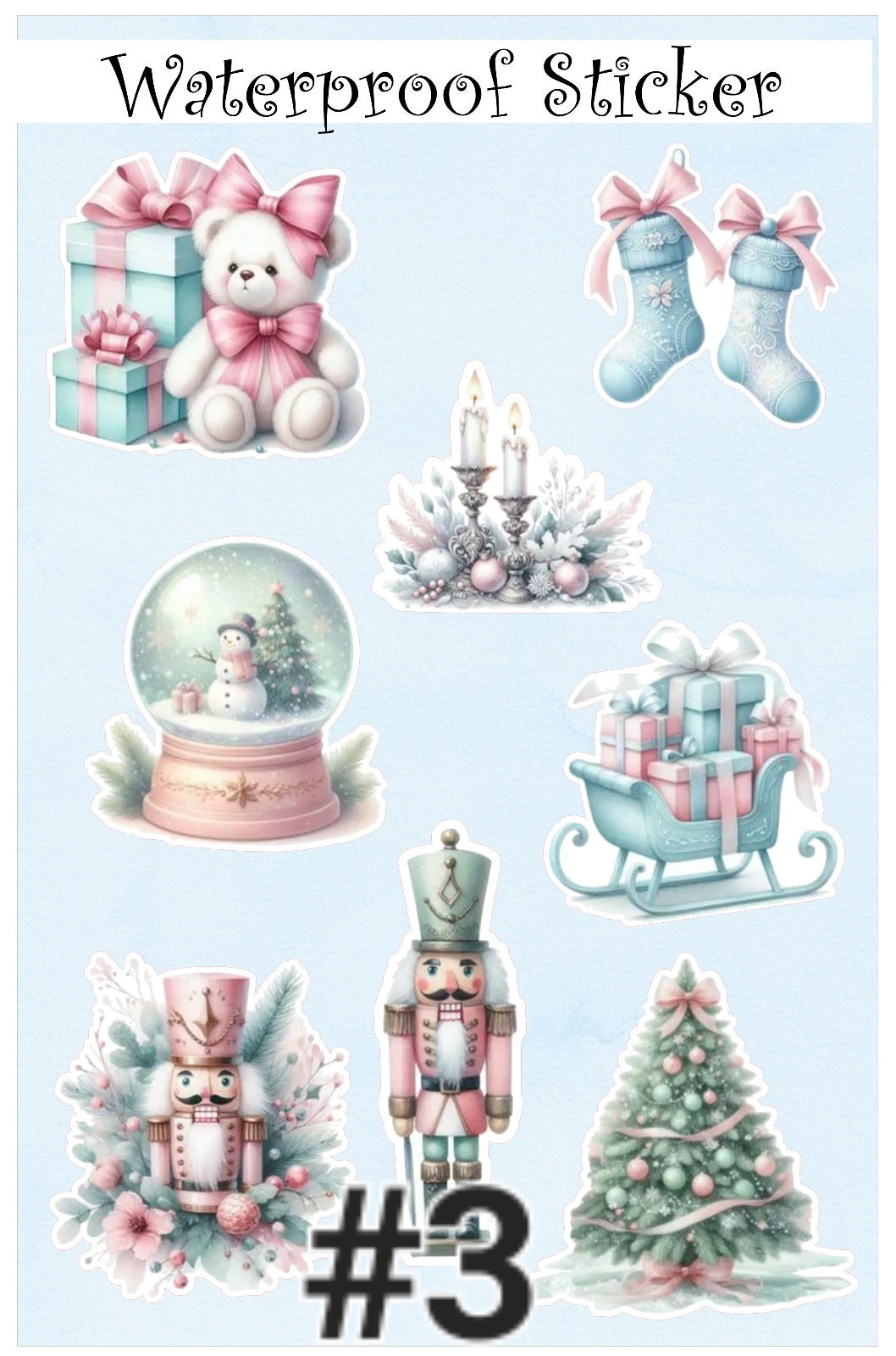 Christmas Waterproof sticker / Vinyl Stickers / Water Bottle Stickers / Laptop Sticker