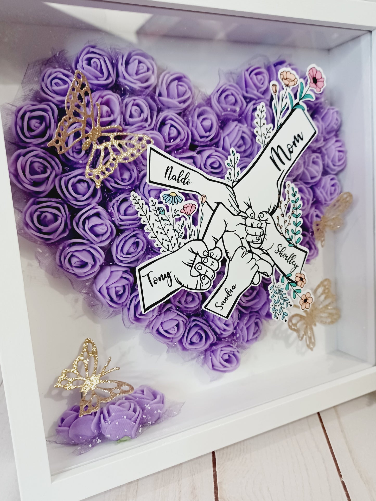 Shadow Box / Personalized mom flower shadow box
