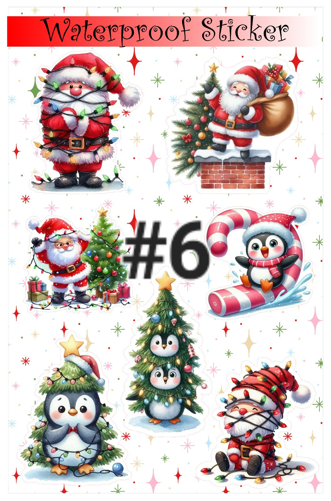 Christmas Waterproof sticker / Vinyl Stickers / Water Bottle Stickers / Laptop Sticker