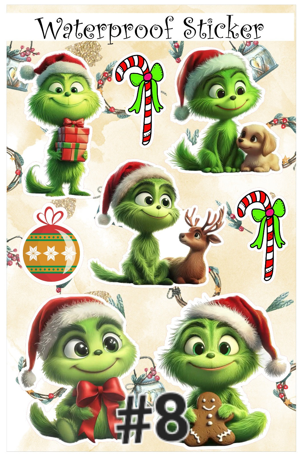 Christmas Waterproof sticker / Vinyl Stickers / Water Bottle Stickers / Laptop Sticker