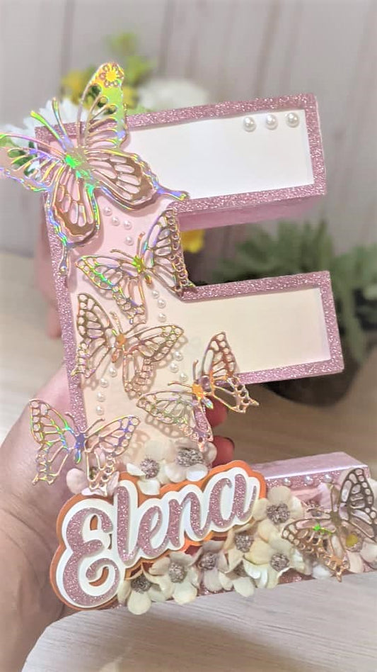 3D Letter - Rose Gold Butterfly