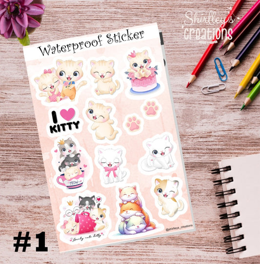 Waterproof sticker Cats / Stickers / Water Bottle Stickers / Laptop Sticker