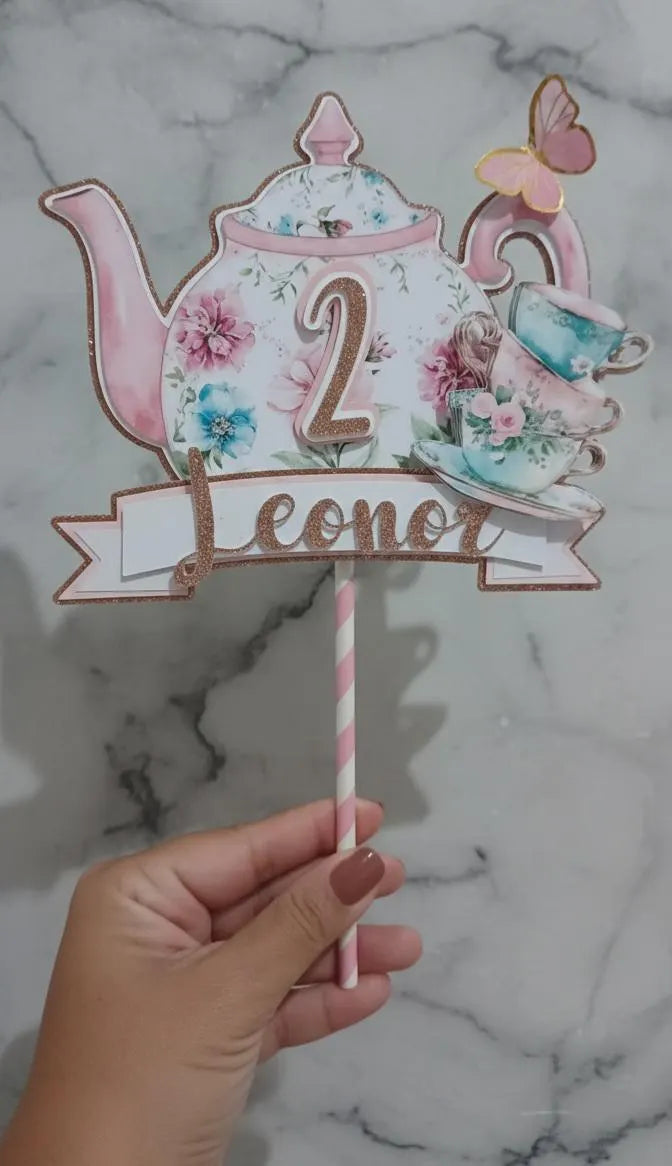 Tea party cake topper