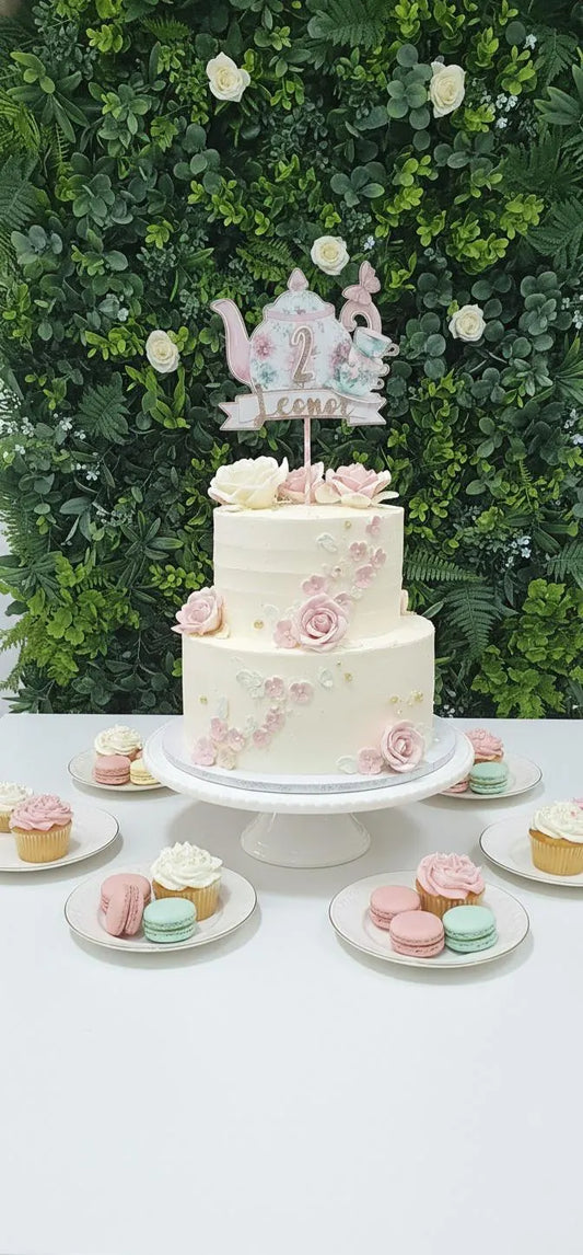 Tea party cake topper