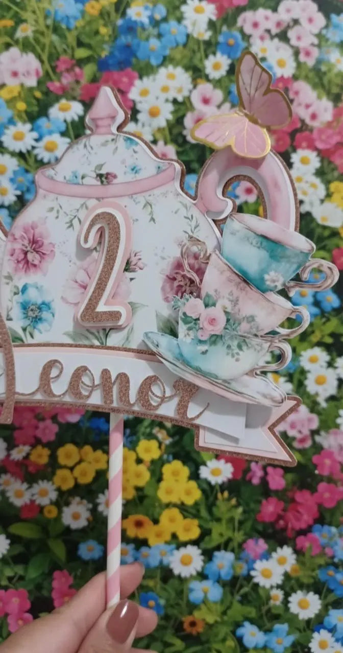 Tea party cake topper