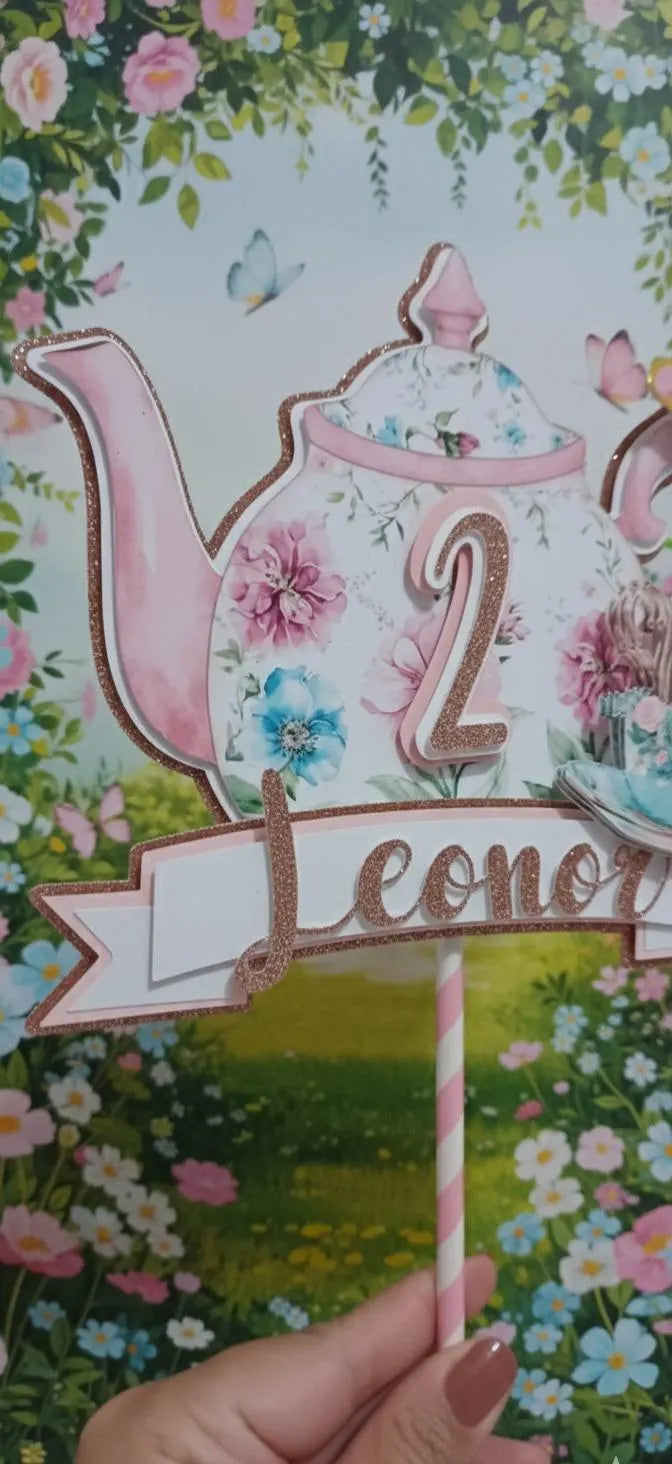 Tea party cake topper