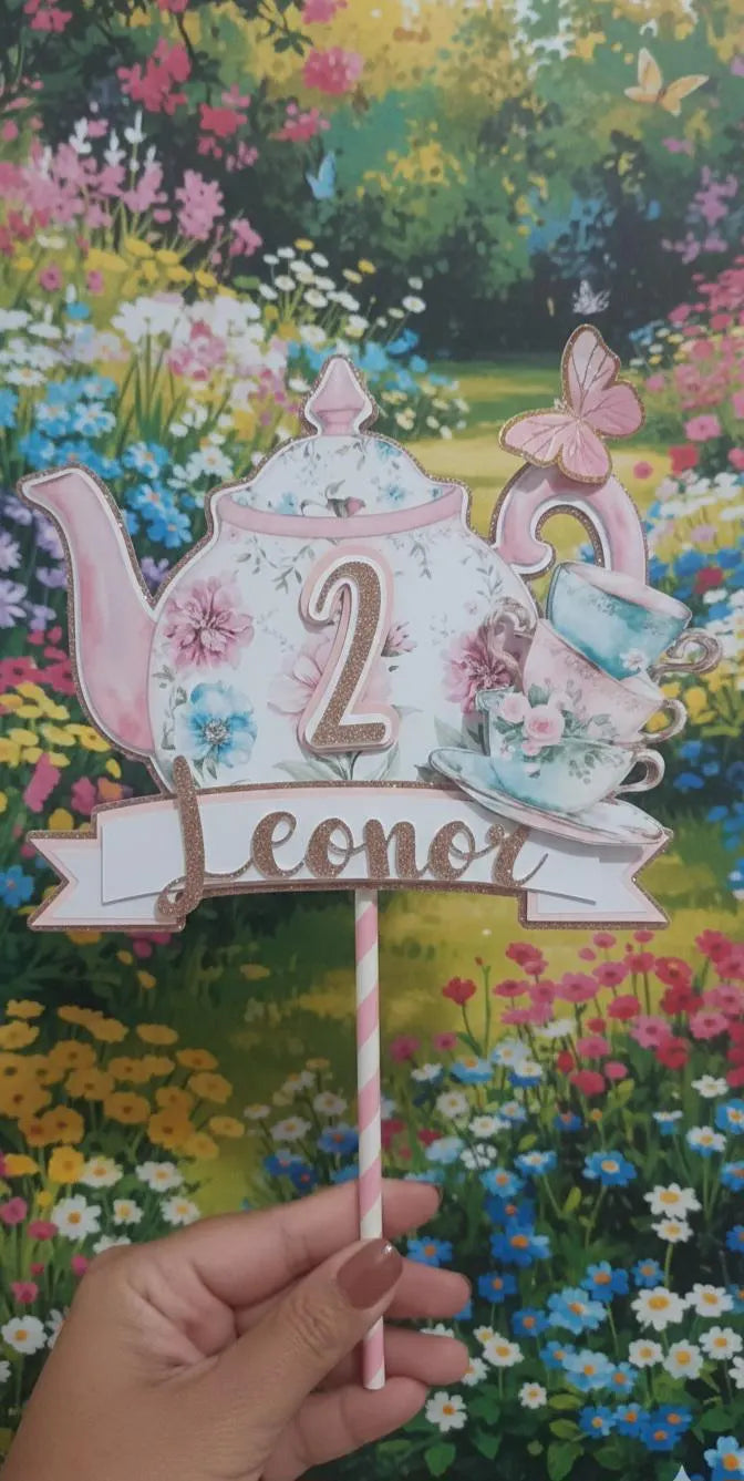 Tea party cake topper