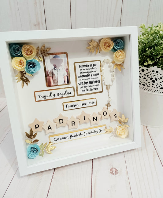 Godparent proposal shadow box/ Shadow box / invitation / invitacion bautizo