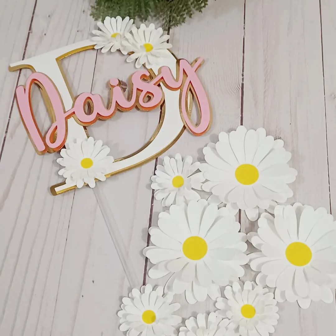 Cake Topper Letter with flower