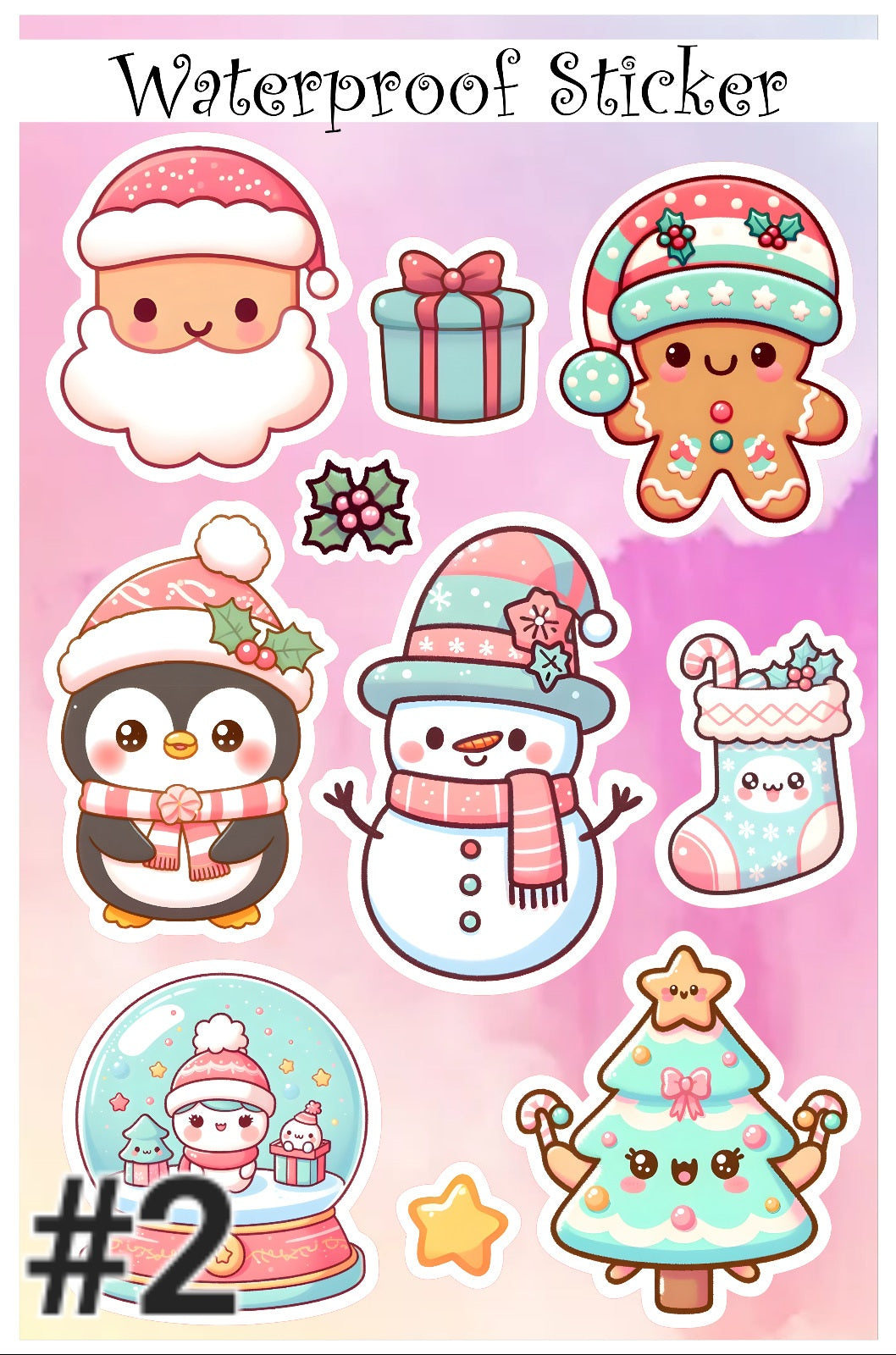 Christmas Waterproof sticker / Vinyl Stickers /  Water Bottle Stickers / Laptop Sticker