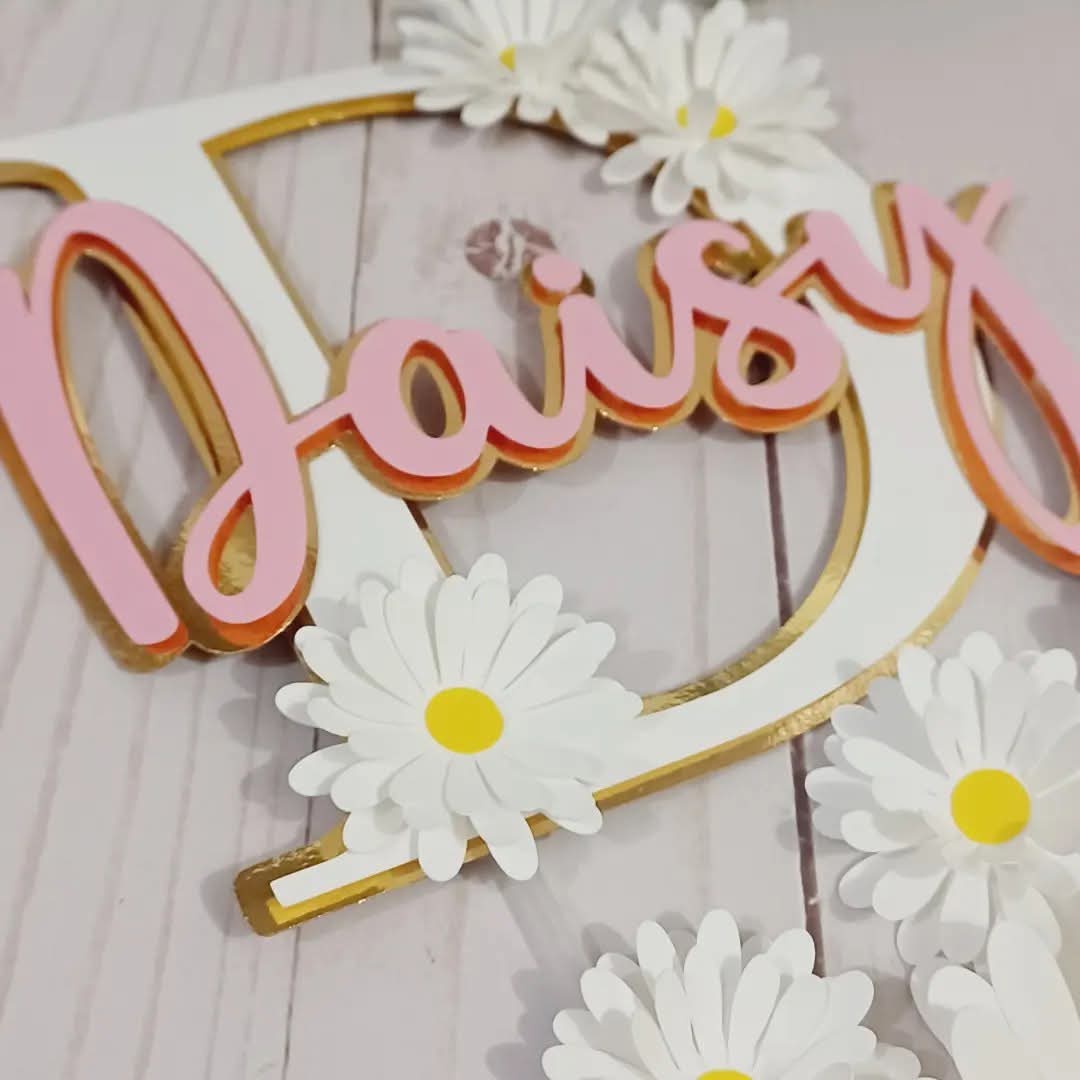 Cake Topper Letter with flower