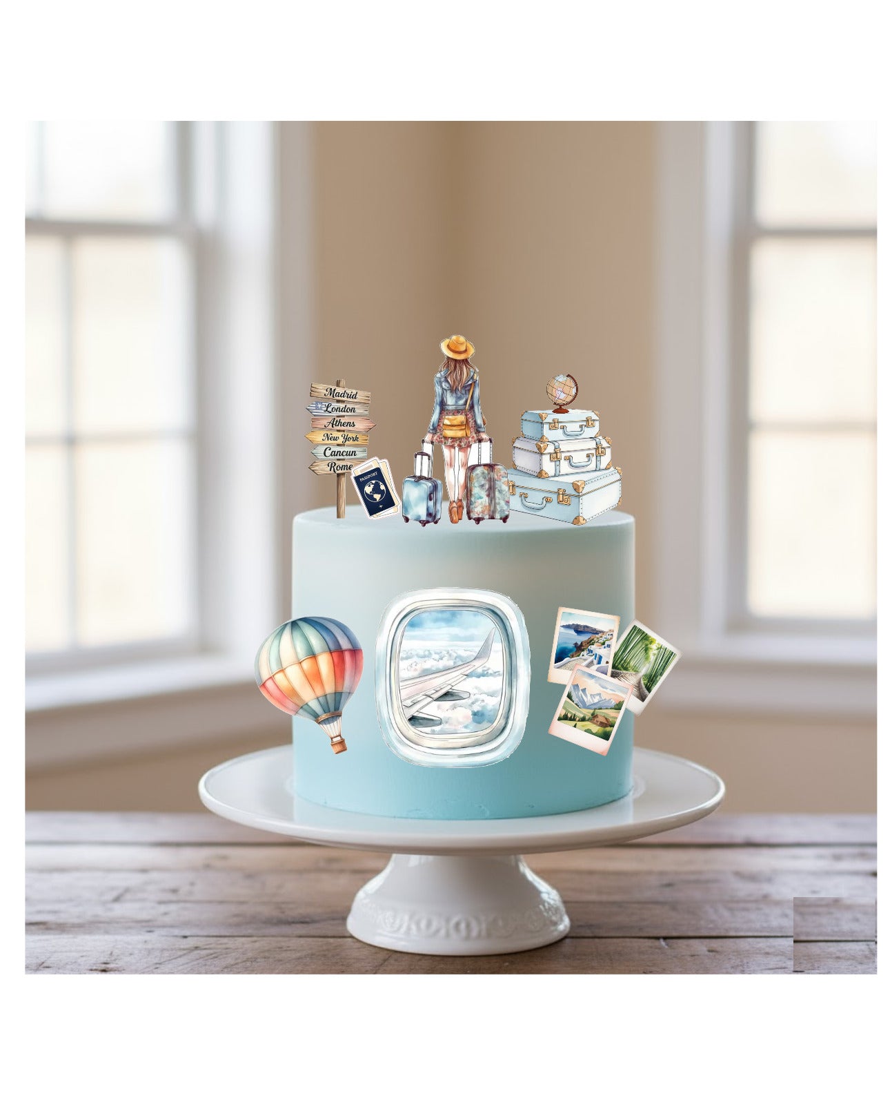Travel cake topper