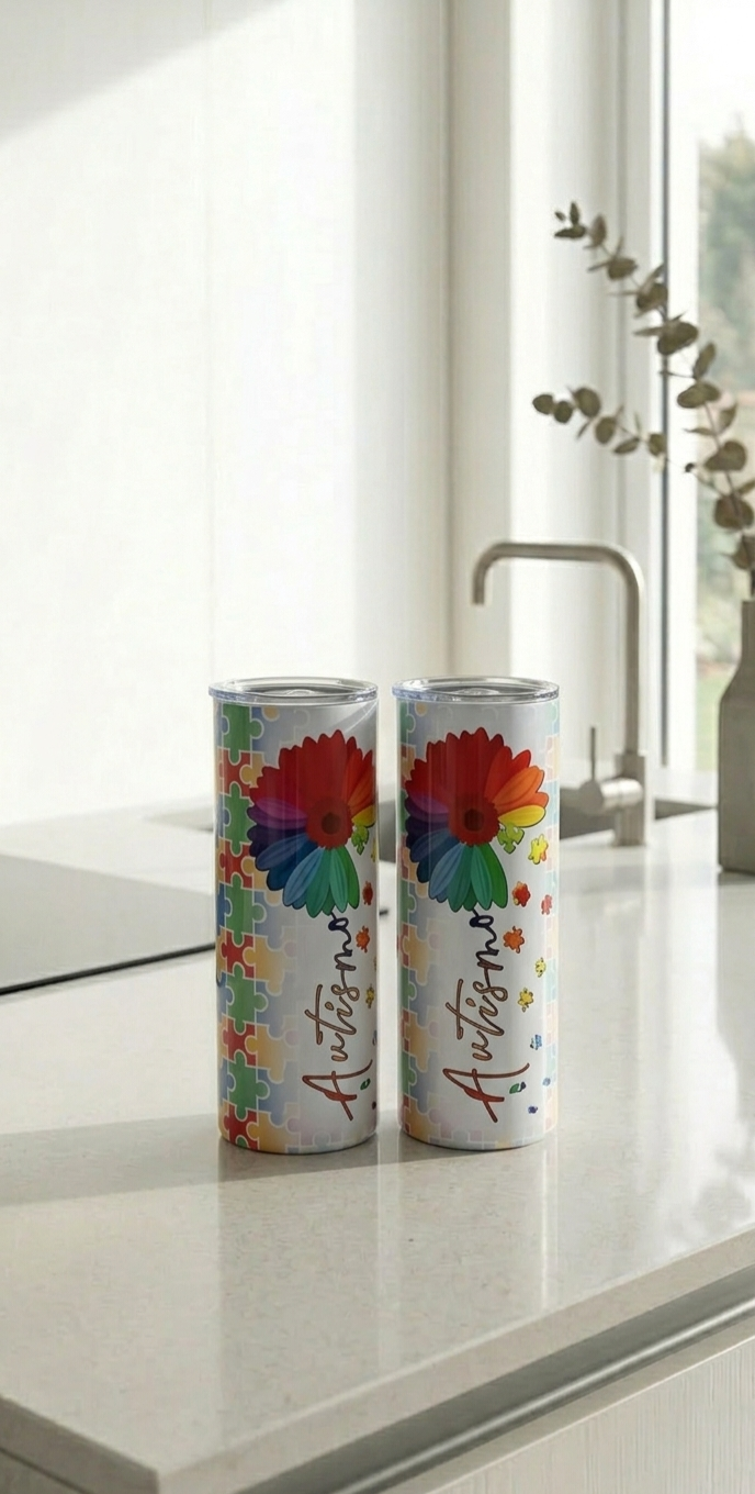 Autism Awareness Tumbler 20oz | Colorful Puzzle Design | Personalized Gift | Vibrant & Durable Cup