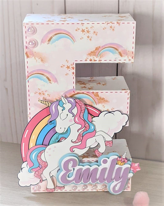 3D Letter -Unicorn and Rainbow